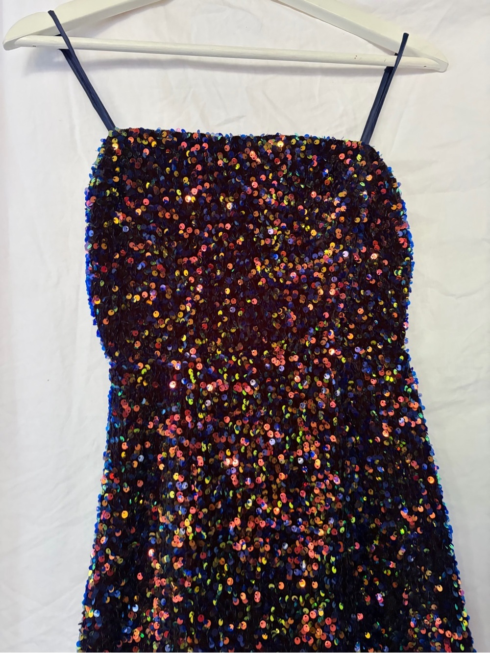 Hello Molly Multi-Color Sequin Mini Dress Sparkly Spaghetti Strap Party Size XS - Picture 14 of 15